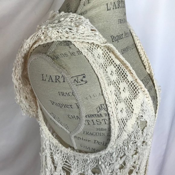 Free People Crochet Ivory Hoodie Sleeveless Boho - Picture 12 of 15